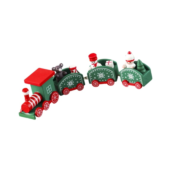 Wooden Christmas Train Set Hand Painted Safe Decors Traditional Christmas Party Supplies For Kids Pet Holiday Display