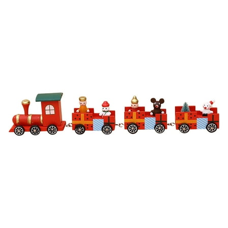 Wooden Christmas Train Set With Santa Claus Design For Home Decor And Kids Play Featuring Environmental Paint And Family Interaction