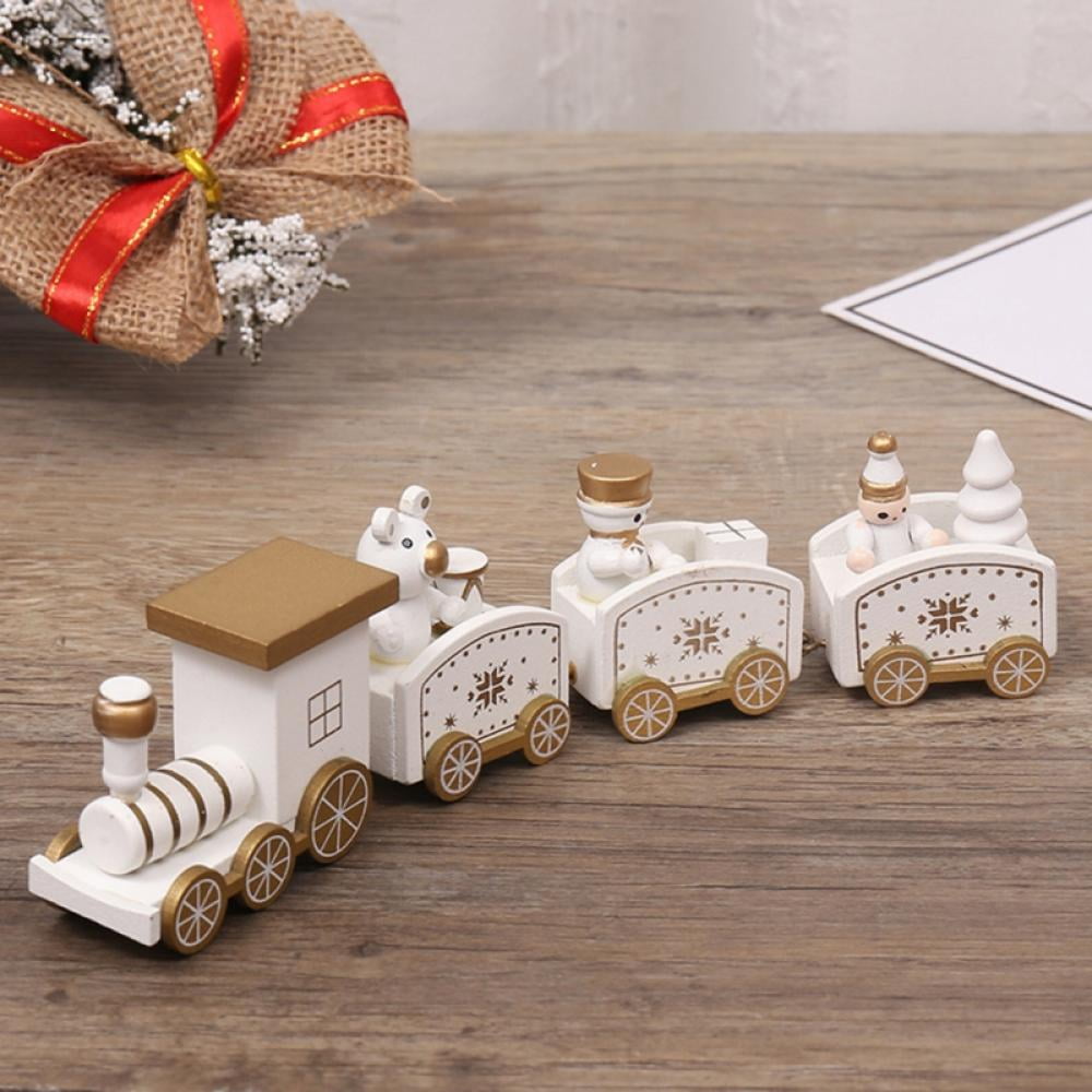Wooden Christmas Train with Snowman, Mini Train Decor for Christmas ...