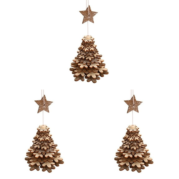 Wooden Christmas Tree 3D Ornament - Handcrafted Indoor/Outdoor Decoration for Home, Yard, Garden, and Holiday Party Décor