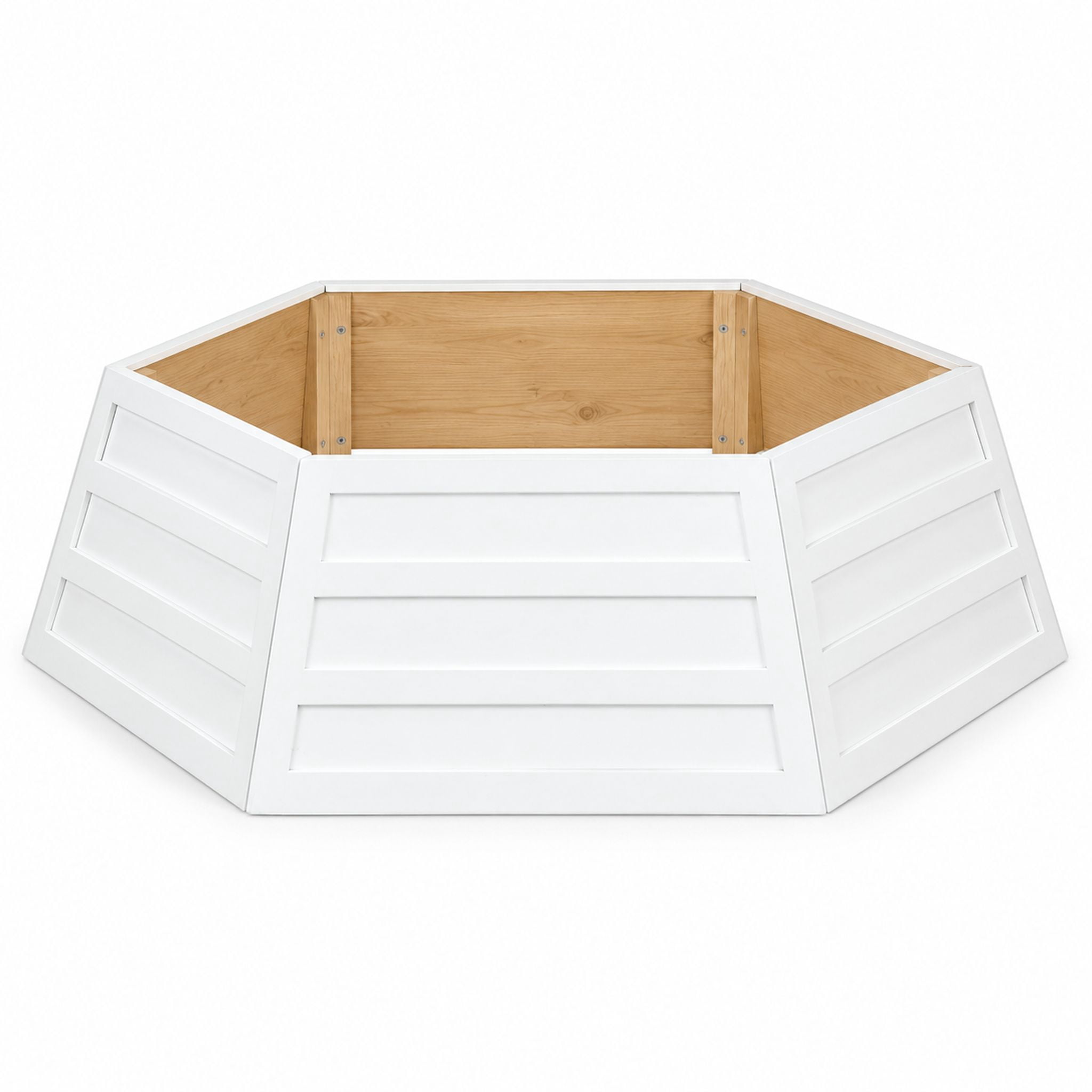 Wooden Christmas Tree Collar, 6-Panel Hexagonal Base Cover, 30 in ...