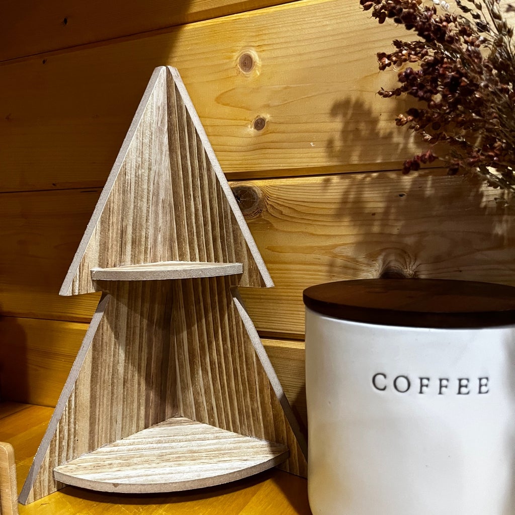 Wooden Christmas Tree Corner Shelf