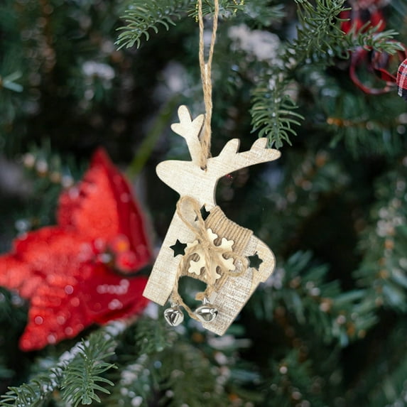 Wooden Christmas Tree Hanging Decorations, Natural Wood Ornaments Set, Holiday Scene Decor, for Home, Office, Gift, Various Shapes