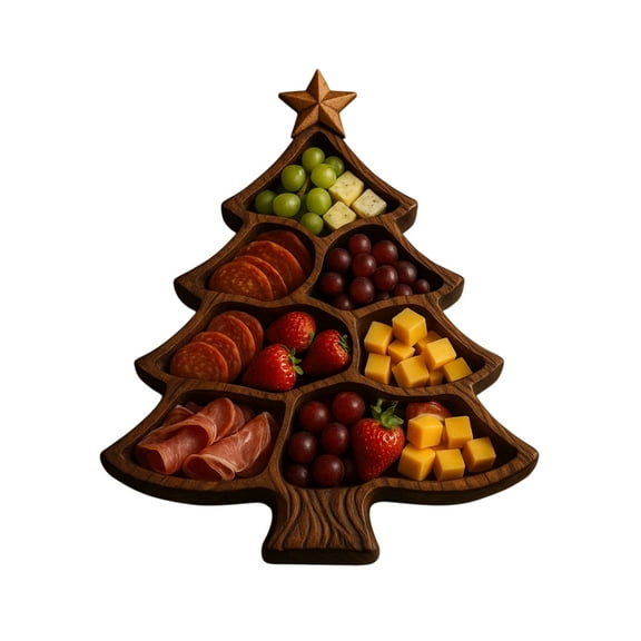 Wooden Christmas Tree Serving Tray With Multilayer Designs Dishwasher Safe Platter Charcuterie Board for Cheese