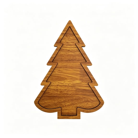 Wooden Christmas Tree Shaped Serving Tray, Divided Snack Board, Christmas Decor Platter for Holiday Party, Cookies Candy Display Table Centerpiece, Home Xmas Gift