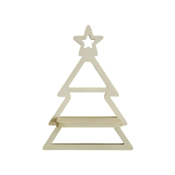 Wooden Christmas Tree Wall Shelf – Floating Hanging Organizer Rack for Holiday Home, Bedroom, or Living Room Decoration