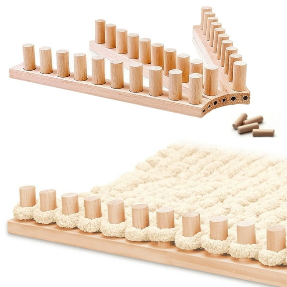 Wooden Chunky Blanket Loom, Portable Hand Knitting Loom, Expandable Connections for Beginners, Reusable for Bulky Yarn Crafts, Scarves ,Throw