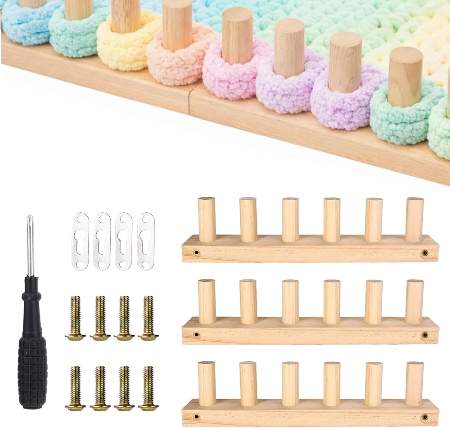 Wooden Chunky Knitting Blanket Loom – 3-in-1 Adjustable 35in/90cm Loom for Chunky Yarn, Knitting Loom for Blankets, Throws & Big Yarn Projects, DIY Craft Kit for Beginners & Craft Enthusiasts