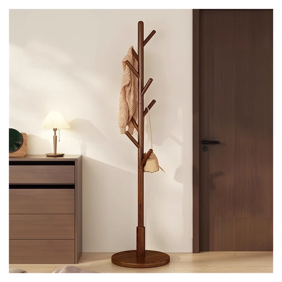 Wooden Classic Coat Rack,Solid Wood Coat Rack Freestanding with 8 Hooks,Vintage Coat Racks with Sturdy Round Base,Coat Tree Stand for Entryway Hallway