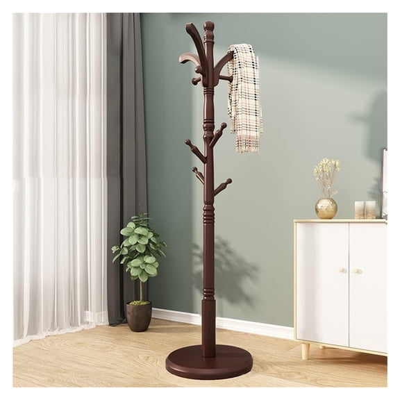 Coat Rack Sturdy Wooden Coat Rack Stand Adjustable Coat Tree,Free Standing Tree Hanger with 3 Sections & 10 Hooks,for Home/Bedroom/Hallway/Entryway