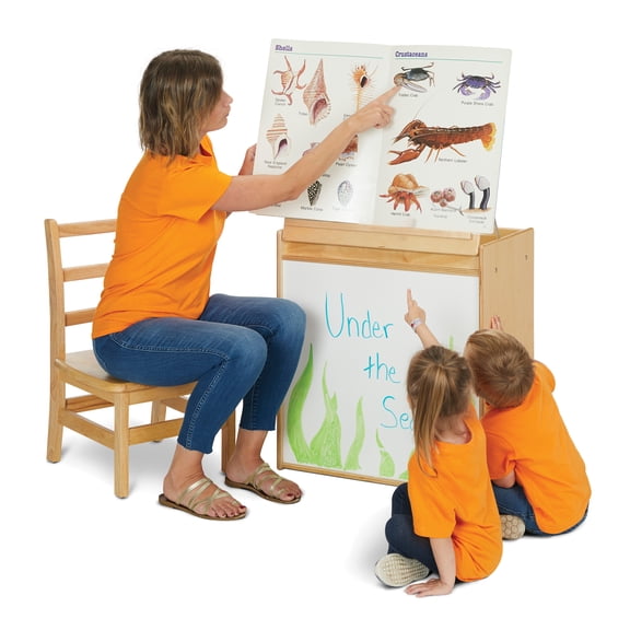 Wooden Classroom Lift Top Book Easel With Storage
