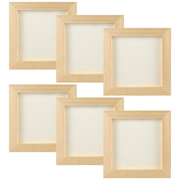 6pcs Unfinished Wooden Picture Frames for Crafts and Decoration Beige Lightweight Portable Perfect