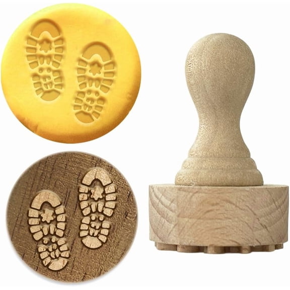Wooden Clay Stamp Footprint Clay Stamp 1.1 Inch Natural Beechwood Pottery Stamps Wooden Pottery Tool Small Ceramic Stamping Tool