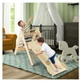 thumbnail image 1 of Wooden Climbing Triangle Set, 3-in-1 Triangle Climber with Ramp & Slide - Indoor Montessori Toys for Toddlers, Kids Gymnastics Training, Birch & Beech Wood, 1 of 9