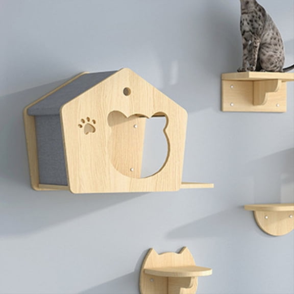 Wooden Climbing Wall Platform for Cats, Pet Cat Jumping Platform, Training Supplies A