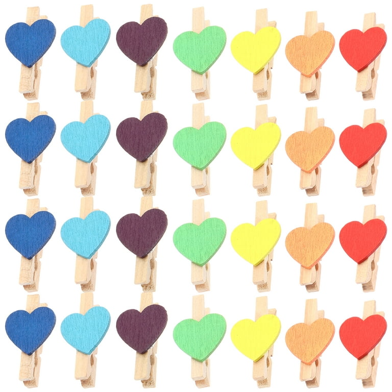 Wooden Clip 100 Pcs Heart Clothes Pins Clothespins Decor Cloths Clips for  Pictures 
