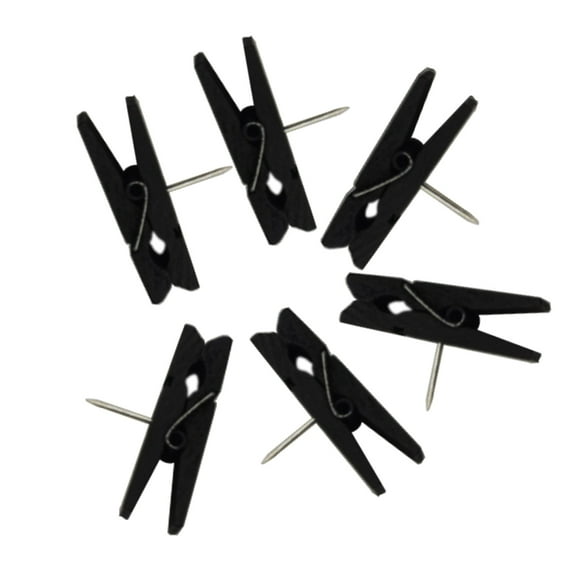Wooden Clip Push Pins, 50PCS Black Set - Decorative & Durable Cork Board Thumb Tacks Rarida