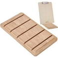 thumbnail image 1 of Wooden Clipboard Holder 9.45x5.5x0.7inch PapayaWhip Color Bamboo Clipboard Holder with 5 Slots Rectangle Bamboo Organizer Stand for Documents Office Classroom Tabletop Display PapayaWhip, 1 of 5