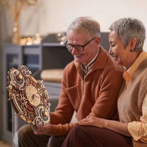 Wooden Clock Puzzle Kit for Adults - Wall Clock with Steampunk Style