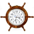thumbnail image 1 of Nagina International Nautical Hand Crafted Wooden Ship Wheel with Quartz Times Wall Clock - Pirate Nursery Home Decor (24 Inches, White Dial Face), 1 of 6