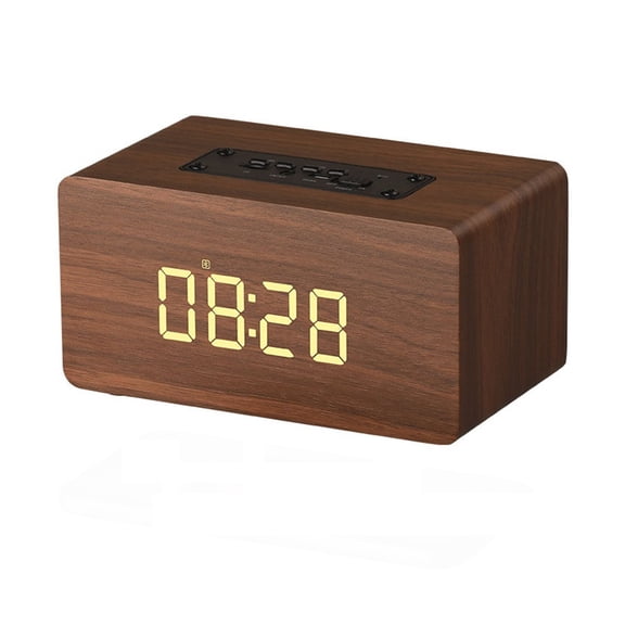 Wooden Clock Speaker Heavy Bass Creative Retro Wireless Bluetooth Card Portable Alarm Clock Small Au-dio Small Steel Can-non