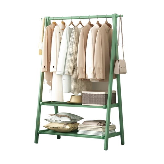 Wooden Clothes Rack Wardrobe, Solid Wood Coat Rack Stable Open Wardrobe with Storage Shelf Freestanding Storage Organizer for Bedroom and Wardrobe