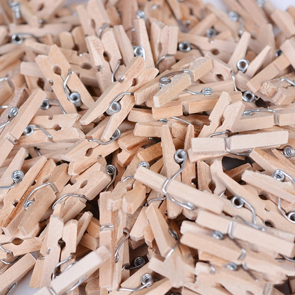 Wooden Clothespins 100-Pack Wooden Clothespins - Mini Wood Craft Clips for Diy Photo Display, Yellow 1x0.16 Inch Craft Clips