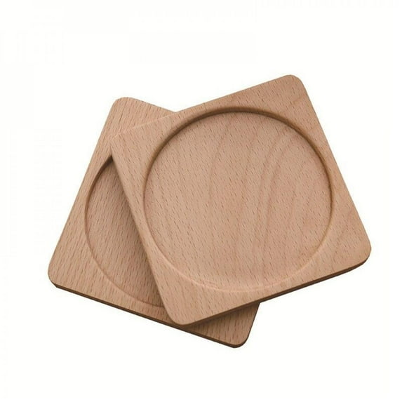 Wooden Coaster Beech Tea Coaster Potholder Coffee Cup Mat Square Round Solid Wood Coaster