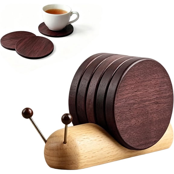 Wooden Coasters for Drinks, Natural Black Walnut Wood Drink Coaster with Magnetic for Coffee Table,Funny Cute Coasters Unique Small House Warming Gifts for Modern Home Decor