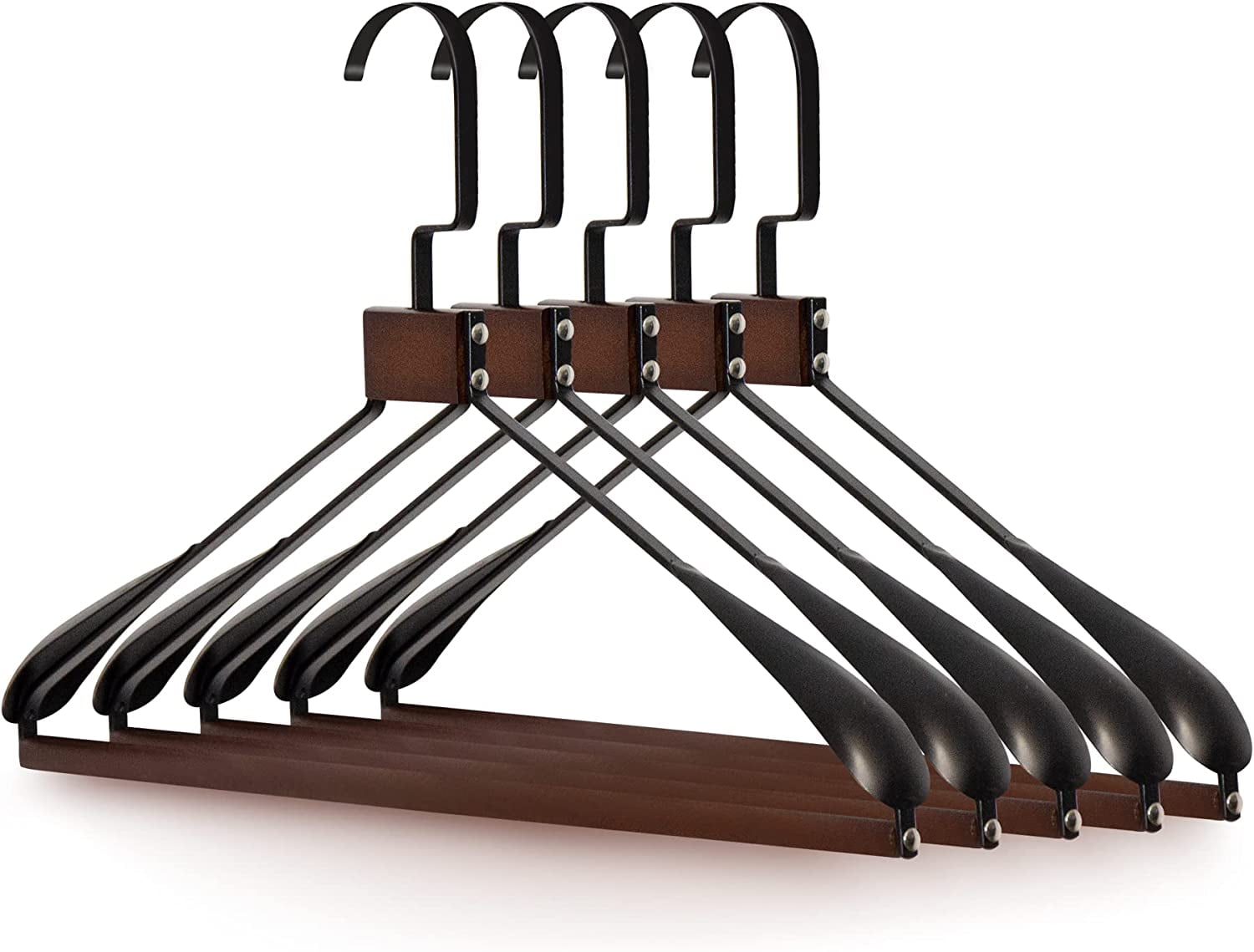 Wooden Coat Hangers Wide Shoulder Suit Hangers Heavy Duty,Metal Clothes