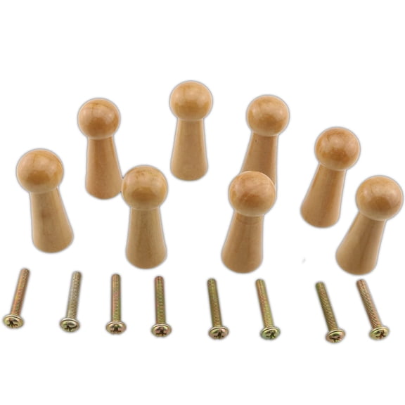 Wooden Coat Hooks Shaker Pegs Wall Mounted 8 Pack Natural Finish