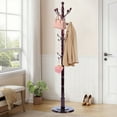 thumbnail image 1 of PUKNLY Wooden Coat Rack Freestanding, Hall Tree Hanger with Resin Hooks, Adjustable Heavy Duty Coat Stand for Hanging Clothes, Bags, Hats, and Umbrellas in Living Room, Bedroom, Entryway, and Hallway, 1 of 8