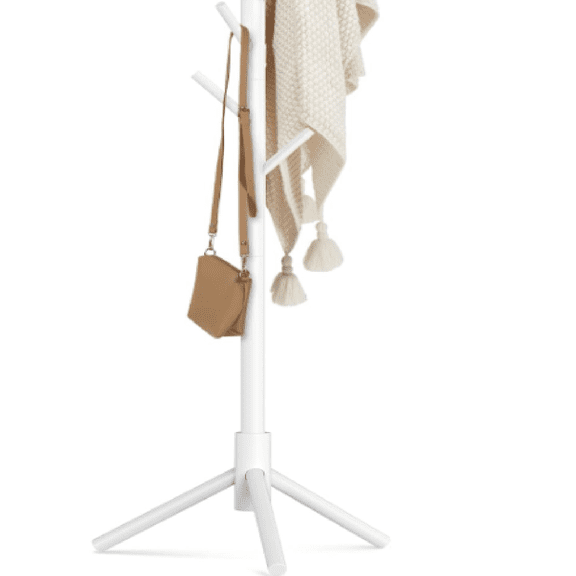 Wooden Coat Rack Stand with 8 Hooks New Zealand Pine 3 Adjustable Coat Standing Tree Easy Assembly for Coats, Hats, Scarves and Handbags for Entryway, Hallway, Bedroom, Office,2 PCS