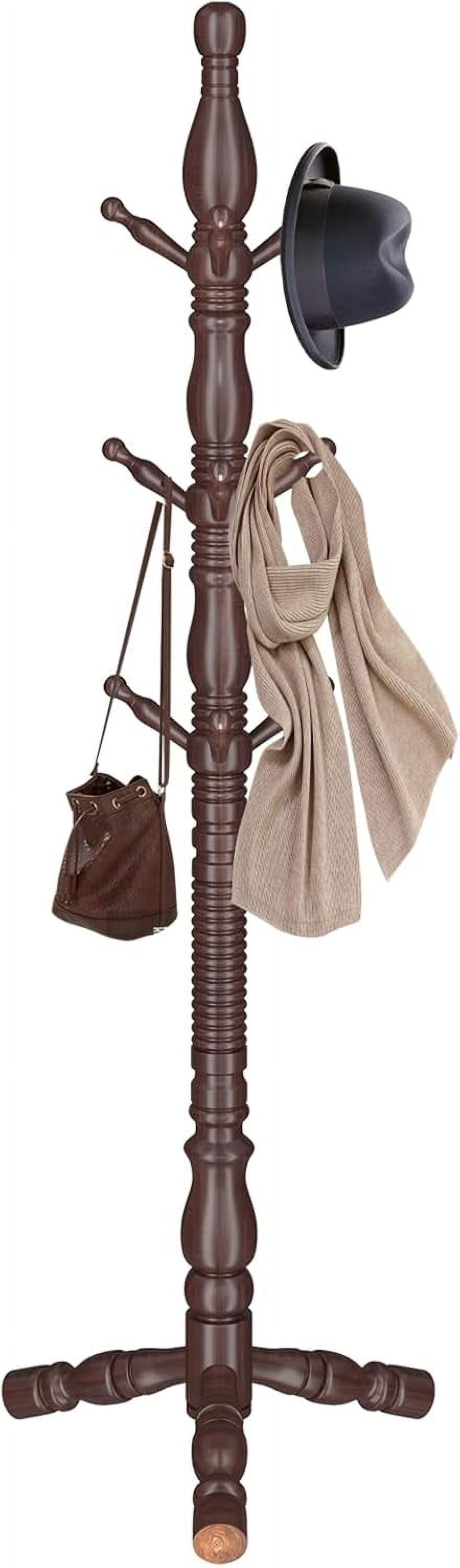 Wooden Coat Rack Stand, Vintage Wood Coat Rack Freestanding with Sturdy ...