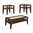 thumbnail image 1 of Wooden Cocktail Table and 2 End Tables with Open Bottom Shelf, Brown, 1 of 2