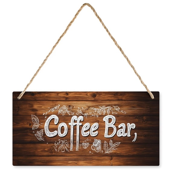 Wooden Coffee Bar Sign Modern Farmhouse Coffee Bar Decor Hanging Wall Decor Sign Coffee Lover Gift for Home Restaurants