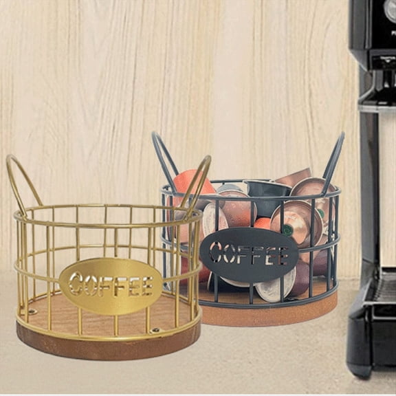 Wooden Coffee Capsule Organizer Kitchen Countertop Storage Basket with Base Counter K Cup Holder Fruit Nuts for Bar,B