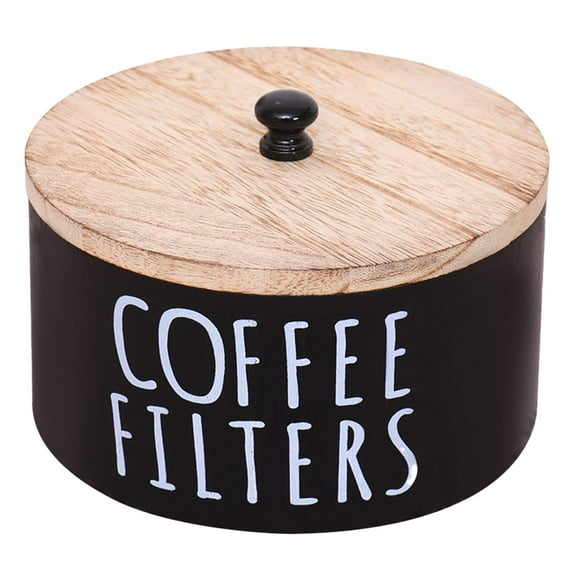 Wooden Coffee Filter Holder - Large Capacity, with Lid - for Kitchen/Bar, Store Filters/Snacks, Farmhouse Style, Sustainable Wood