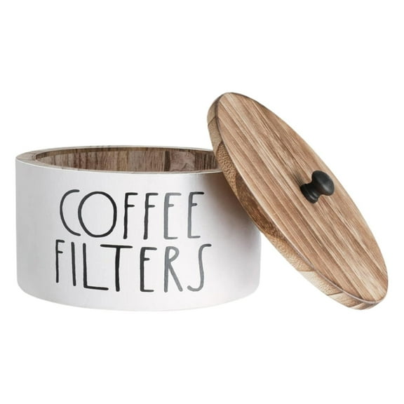 Wooden Coffee Filter Holder With Lid - Rustic Storage Container and Dispenser Basket for Coffee Bar Decor, Farmhouse Accessories