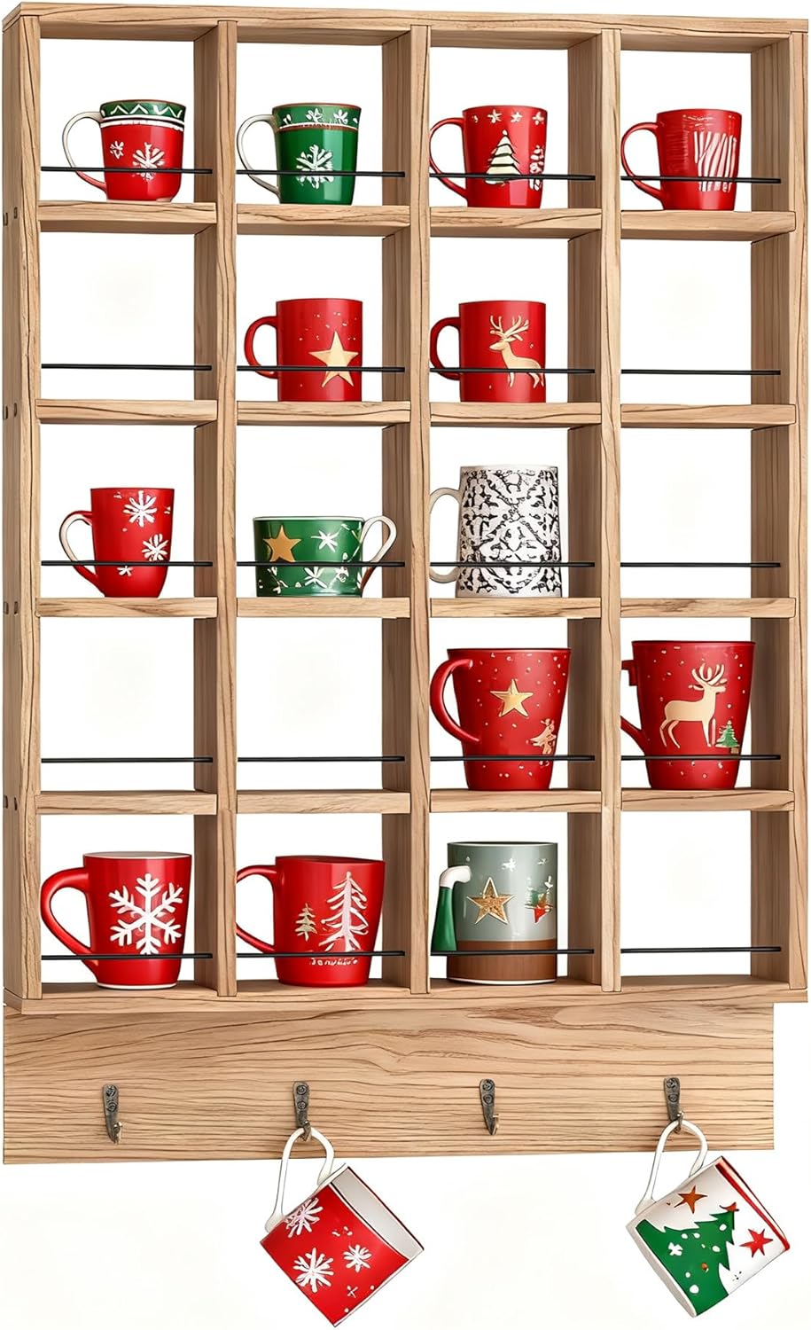 Mug Display Risers Wooden Coffee Mug Display Rack, Wall Mounted Coffee Cup Display Shelf ...
