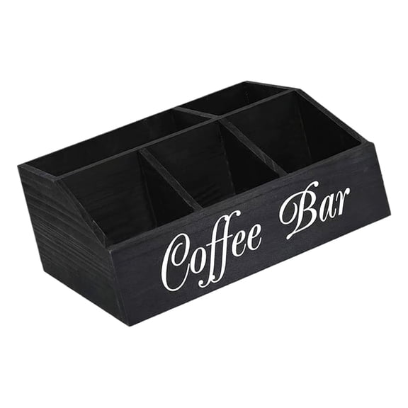 Wooden Coffee Pods Organiser Multi Compartment Coffee Accessories Holder Condiment Storage Box For Kitchen Office