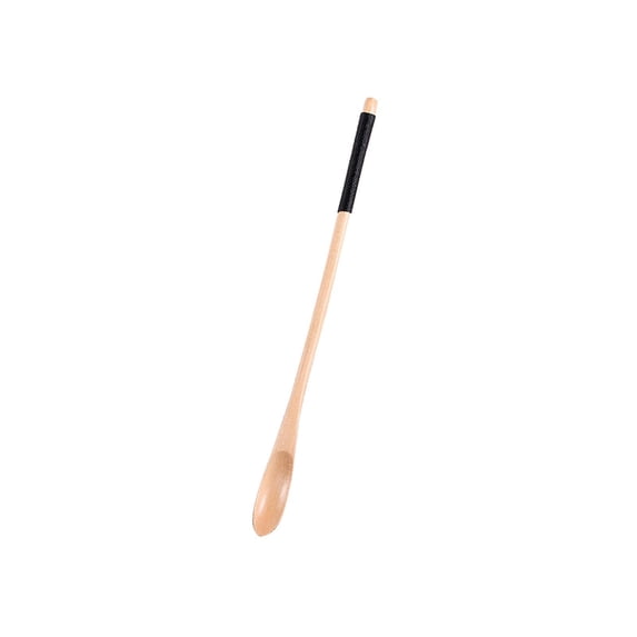 Wooden Coffee Spoon, 12.0 Inch Long Thin Handle with Black Binding Wrapping, 1 Piece Natural Solid Wood, Non-Scratch for Stirring Coffee Tea Mixing Beverage at Home Kitchen Café Bar