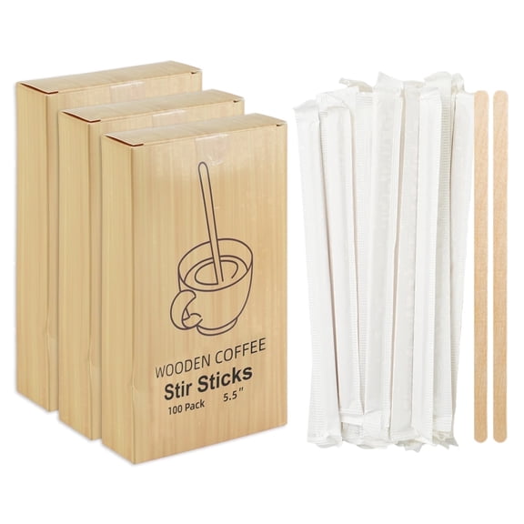 Verdelife 5.5 Inch Wooden Coffee Stirrers Disposable Coffee Stir Sticks Eco-Friendly Stirrer for Drink Coffee Cocktail 300 Pcs
