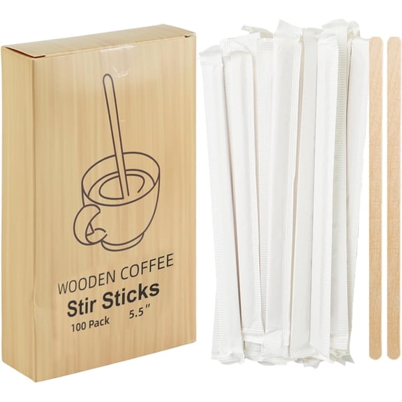 Verdelife Wooden Coffee Stirrers Flat Shape for Drink 100 pack