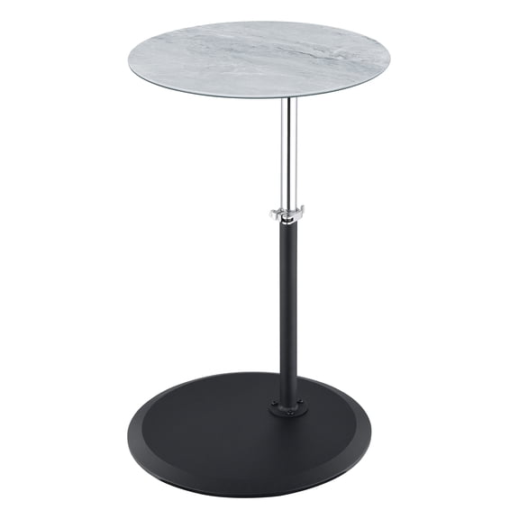 Wooden Coffee Tables Orbit 15.5" End Table with Height Adjustable Gray Marble Textured Top,Coffee Tables