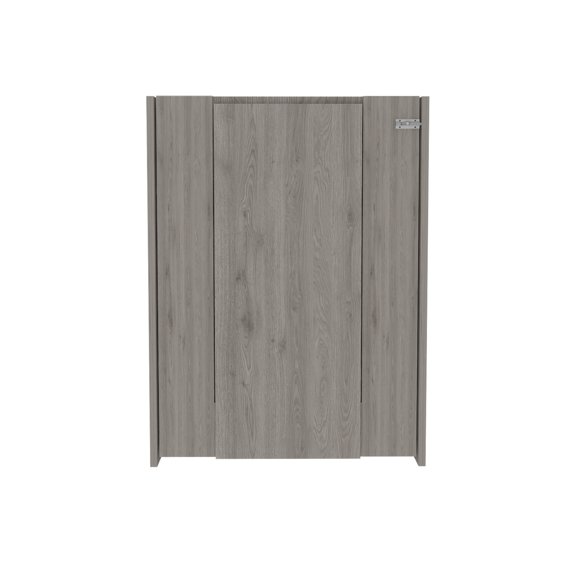 Drop Leaf Table with Storage Shelves - Space Saving Foldable Desk for Small Living Room, Light Gray Particle Board