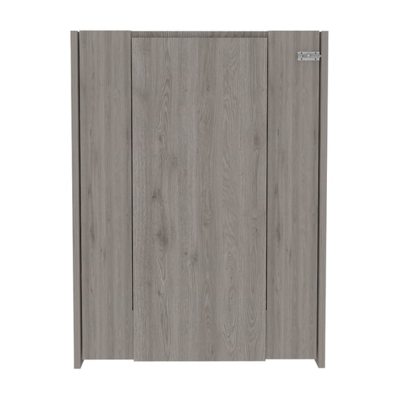 Drop Leaf Table with Storage Shelves - Space Saving Foldable Desk for Small Living Room, Light Gray Particle Board