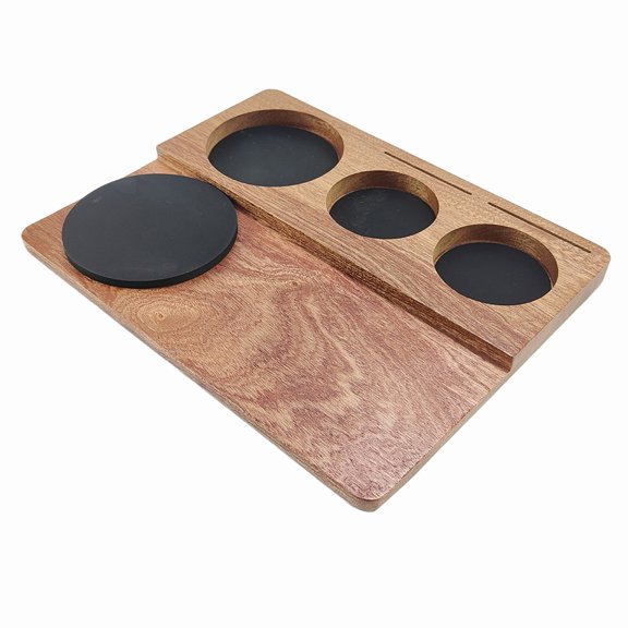 Wooden Coffee Tamping Mat And Storage Tray With Non-Slip Silicone Base For 51Mm 54Mm 58Mm Portafilters, Multifunctional Espresso Accessory Organizer For Home For BARISTA