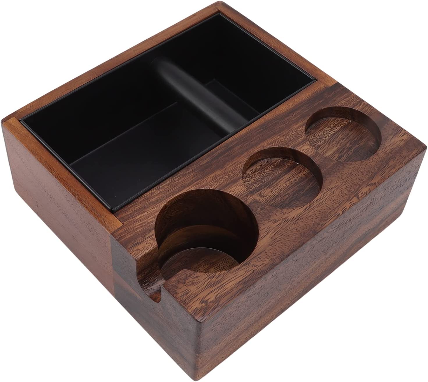Wooden Coffee Tamping Stand, 4 In 1 Walnut Cafe Tamper Holder Coffee