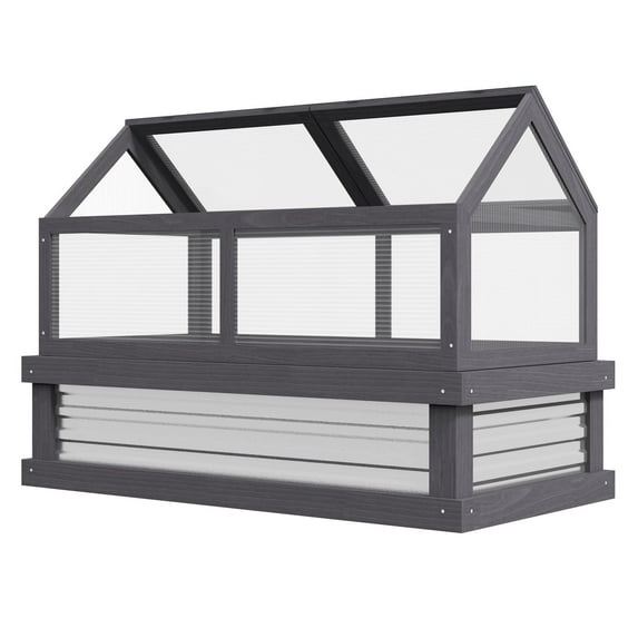 Wooden Cold Frame Raised Garden Bed - Greenhouse with Polycarbonate Lid for Seedlings, Vegetables, Herbs - Outdoor Plant Protection